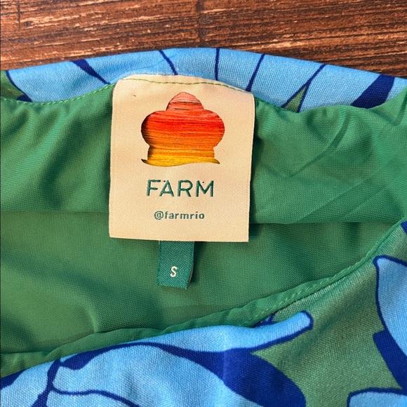 Farm Rio Copacabana Asymmetric Midi Cutout Dress Blue Green One Sleeve Small - Picture 8 of 11